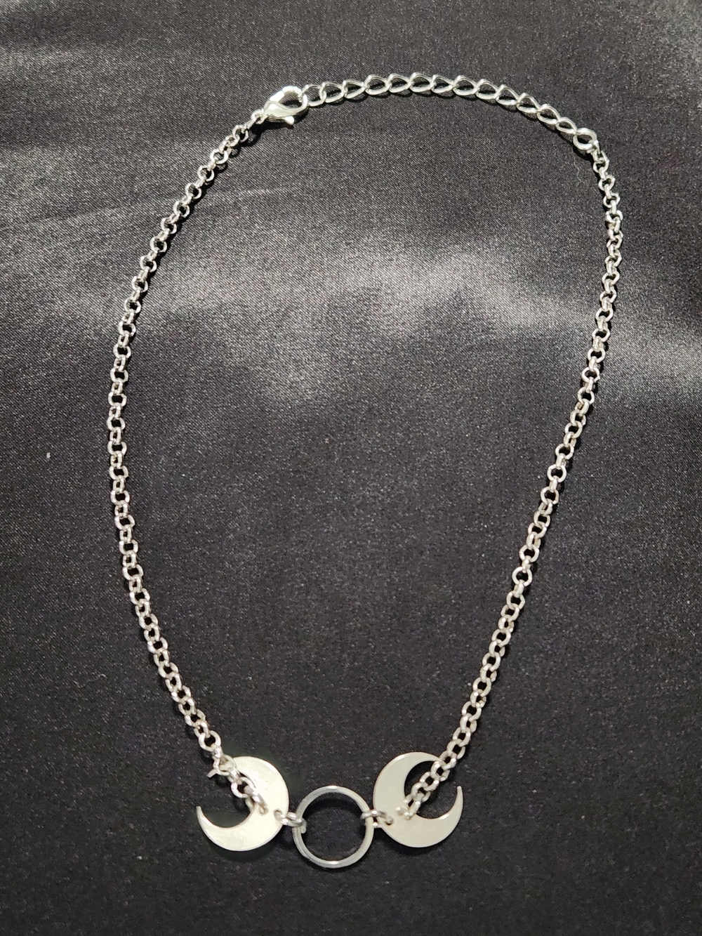 Silver Moon Triple Pendant Necklace